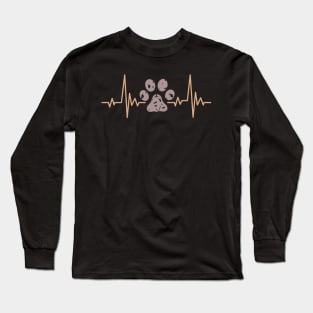 Cute Cat Paw Print Heartbeat Gift For Fur Mama Long Sleeve T-Shirt